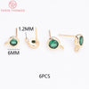 (2607) 4MM 6MM 7MM 8MM Gold Color Brass with Zircon Hooks Hole Round Stud Earrings Pins Jewellery Accessories Wholesales - Image 11