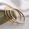 Oval Smooth Bracelet Bangle Minimalist Gold Sliver Charm Jewelry Gifts for Women - Image 3