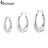 White Gold Plated Hoop Earrings Chunky Earring with Silver Ear Buckles Punk Women Ear Jewelry - Image 1