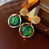 Hollow Frame Green Rhombus Resin Dangle Earrings for Women Vintage Golden Metal Square Drop Earrings Geometry Jewelry - Image 6
