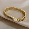 316L Stainless Steel Bracelet Bangle for Women Glossy Gold Plated Oval Link Wide Cuff Bracelets Jewelry - Image 3