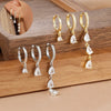 3PCS Stainless Steel Water Drop Tassel Hoop Earrings Set For Women Gold Plated Zircon Piercing Earring Korean Jewelry - Image 1