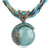 Multilayer Beads Chain Crystal Gem Stone Pendant Necklaces Boho Statement Jewelry - Image 1
