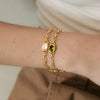 Green White Oval Zircon Bracelet For Women Minimalist Gold Pvd Plated Stainless Steel Bracelet Jewelry Gift - Image 3