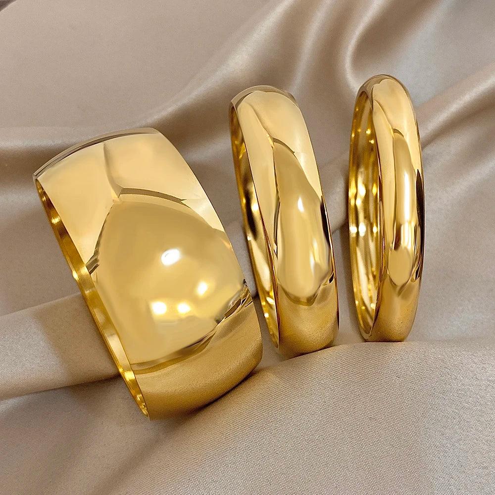 Smooth Stainless Steel Cuff Bracelet with Three Width Options - Image 1