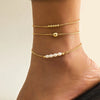 Multi-layer Bracelet Metal Chain Pearl Blue Stone Pendant Anklet Sandals Barefoot Beach Foot Bridal Jewelry - Image 7