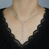 Geometric CZ Station Link Chain Choker Sexy Long Lariat Women Necklace Iced Out Zirconia Jewelry - Image 6