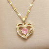 1 Pcs Light Cool Style Love Heart Collection Gold Plated Copper Pendant Necklace With Stainless Steel Chain - Image 3