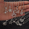 Y2K Star Sun Spiral Pendant Necklace Set Silver Tone Geometric Star Chain Necklaces for Men Women Punk Streetwear - Image 4