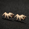 Simple Design Sun Totem Stud Earrings Women Irregular Fan Shaped Stainless Steel Thorn Earings Party Jewelry Gifts - Image 3