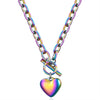 Smooth heart gold/silver/Color OT button stainless steel pendant necklaces for Women Party Jewelry - Image 5