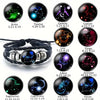 Vintage 12 Zodiac Sign Leather Bracelet Sporty Constellation Glass Snap Button Bracelets For Men Women - Image 1