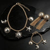 Boho Celestial Theme Jewelry Set Ladies Sun Moon Star Pendant Necklace Matching Bracelet and Tassel Dangle Earrings Ornament Set - Image 1