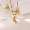 Cute Star Moon Zircon Pendant Necklace for Women Gold Color Stainless Steel Collar Box Chain Jewelry Gift - Image 2