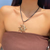 Creative Adjustable Leather Wax Thread Chain Necklace for Women Goth Metal Spiral Sunflower Pendant Choker Jewelry Gift - Image 7