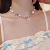 Y2K Handmade Strawberry Love Heart Pendant Pearl Choker Necklace For Women Goth Sweet Cute Scene 2000s Emo Jewelry Accessories - Image 3