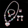 Five-Piece Beaded Jewelry Set with Heart and Flower Motifs - Image 1