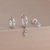 Three-Pair Square Cubic Zirconia Huggie Earring Set - Image 4