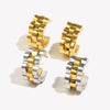 Cool Thick Chunky Watchband Small Hoop Earrings Gold Silver Color Metal Stainless Steel Earrings For Woman - Image 2