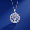 Stainless Steel Tree of Life Pendant Necklace for Women Hollow Life Tree Necklace With Zircon Border - Image 4