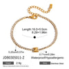 Simple Classic Gold Color Plated Stainless Steel White Rhinestone Chain Twelve Letter Bracelet Stackable Chain Bracel - Image 32