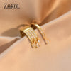 Zakol Korea Multilayer Zircon Engagement Open Rings for Women Water Drop Party Jewelry - Image 4