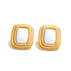 Stone Red White Black Rectangle Stud Earrings Versatile Golden Charm France Jewelry for Women - Image 8