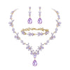 Purple Tiaras Crown Jewelry Sets for Women Wedding Bridal Necklace Bracelet Earrings and Crown Party Birthday Gifts 4 pcs set - Image 10