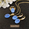 Oval Purple Crystal Fusion Stone Back Is Crystal Stone Necklace Earrings Rings Jewelry Set Elegant Women's Jewelry - Image 13