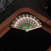Gold-Plated and Pearl-Inlaid Elegant Retro Fan-Shaped Brooch and Stylish Women Coat Brooch - Image 2
