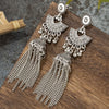 Gypsy Indian Jhumka Jewelry Ethnic Vintage Antique Alloy Carved Totem Bells Tassel Hanging Earrings For Women - Image 2