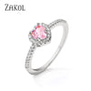 Clear Pink Zircon Heart Engagement Ring for Women Charm Shiny CZ Wedding Ring Jewelry Gift - Image 9