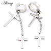 2PCS Stainless Steel Star Cross Snake Spike Skull Sword Blade Chain Feather Spider Dangle Women Men Huggie Hoop Earrings - Image 34
