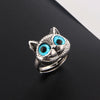 Cute Silver Color Alloy Cat Ring Cat Eye Opening Adjustable Ring For Women Jewelry Accessories Gift - Image 2