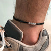 Men's Stylish Black Rope Chain Ankle Bracelets for Boys, Stainless Steel Feather Beads Charm Anklet,Foot Gifts Jewelry - Image 1