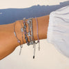 Simple Stainless Steel White Zircon Geometric Bracelet Butterfly Letter M Stackable Bracelet Women's Access - Image 4