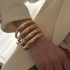 4Pcs/Set Simple Punk Metal Round Bangles Set Exaggerated Vintage Irregular Wide Cuff Bangle Stackable Bracelet Jewelry - Image 2
