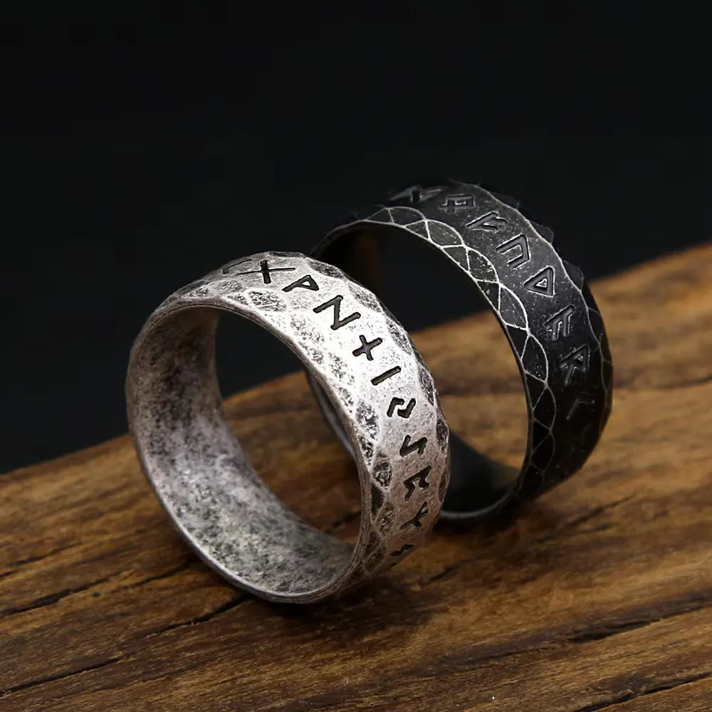 Simple Vintage Rune Ring Stainless Steel Norse Warrior Valknut Lucky Amulet For Male Female Daily Couple Jewelry Gifts - Image 1