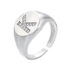 silver color A-Z Initial Signet Rings For Women Men Statement Ring 26 letters women adjustable rings - Image 23