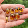 Natural Floral Amber Earrings for Girls Chic Sweet Stud Earring Lady Baltic Oval Amber Jewelry Gift - Image 3