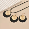 3pc/set Large Round Earrings Collar Necklace Set for Women Exaggerated PU Rope Chains Metal Geometric Pendant Necklace Jewelry - Image 8