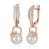 Crystal Flower Pearl Drop Earrings for Women Rose Gold Silver Color Mix Boho Ethnic Wedding Jewelry Gift - Image 6