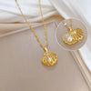 French Hollow Shell Pearl Necklace Light Personality Retro Versatile Stainless Steel Pendant - Image 3