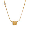 Zircon Bubble 26 Letters Necklace Stacked Jewelry Gold Plated Stainless Steel For Women Charm - Image 24