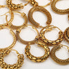 Stainless Steel Textured Metal Round Hoop Earrings for Women Gold Color Geometric Circle Earrings Jewelry - Image 1