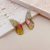 Fairy Gradient Blue Color Resin Butterfly Wings Drop Dangle Earrings for Women Girls Rhinestone Glitter Pendant Earring - Image 10