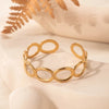 Circular Hollow-Out Cuff Bracelet, Gold Color Stainless Steel Wide Bangle for Women, Jewelry Unique Gift - Image 6