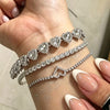 Yupsk 1/3pcs Sliver Color Sparkling Zircon Rhinestone Heart Tennis Bracelets Stainless Steel Bangles Jewelry - Image 4
