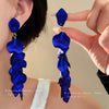 Exaggerated Folds Flower Fringe Ear Clip Without Ear Piercing Long Clip Earrings Party Jewelry - Image 5