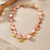 316L Stainless Steel Pink Stone Coral Starfish Turtle Necklace Bracelet Set Lady Jewelry Gift Set - Image 6